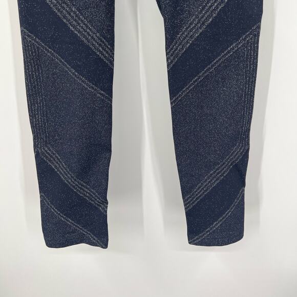 Athleta Twilight 2.0 Cropped Tight Leggings Navy Blue Metallic Glitter Sparkle - Picture 3 of 7